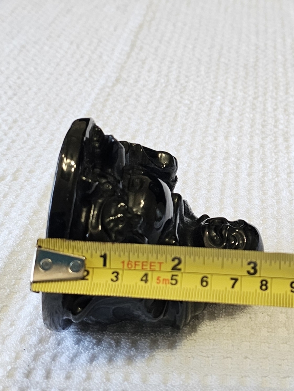 Black Obsidian Laughing Buddha Statue - Picture 6 of 8